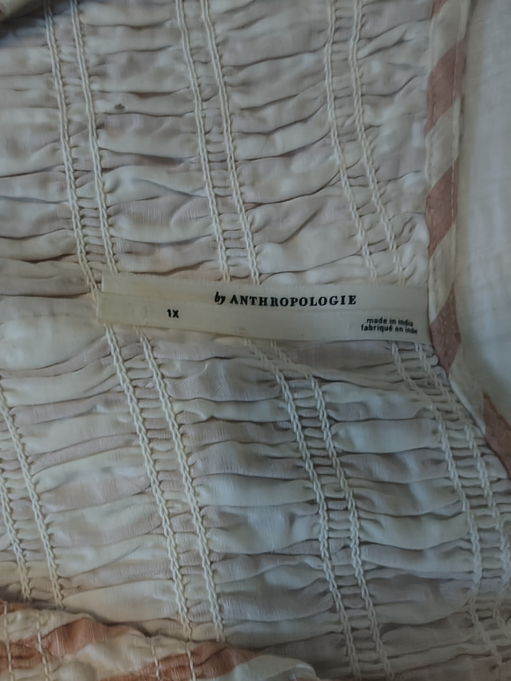 Anthropologie Peach and White Striped Button-Front Sundress - Picture 2 of 3